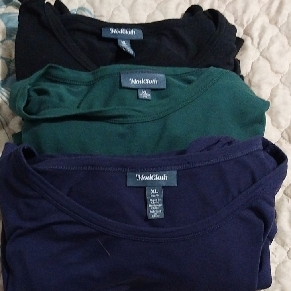 ModCloth Trio of Black, Green, and Navy Tops